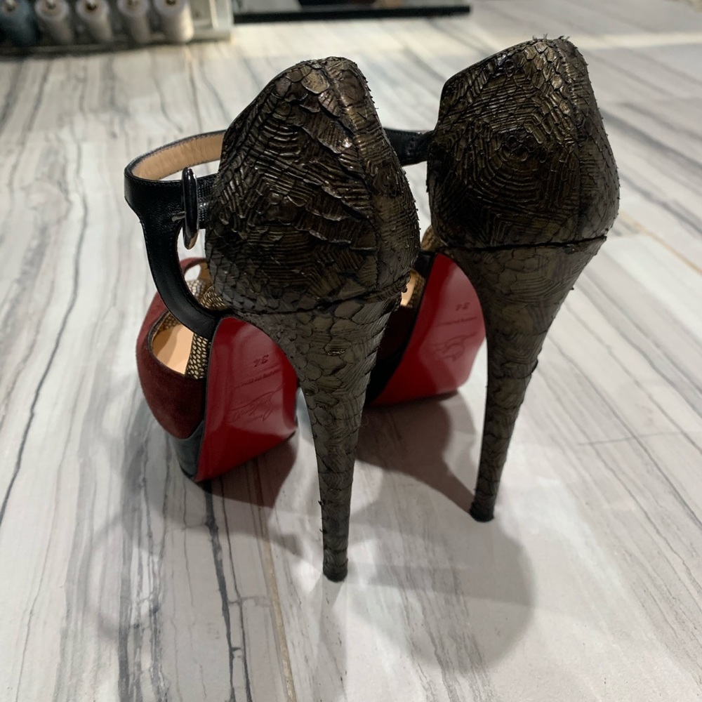 Christian Louboutin 150 Suede And Python Pumps - image 3